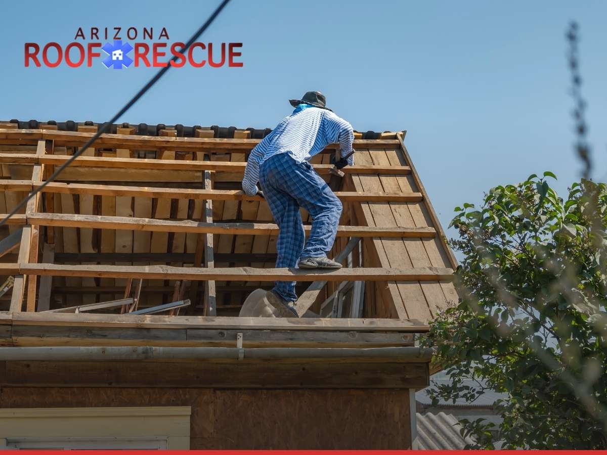 Man Repairing a Roof In Arizona 